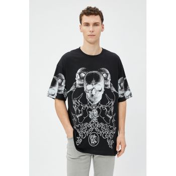 Tricou de bumbac cu imprimeu supradimensionat