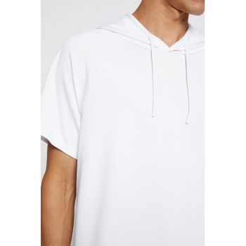 Tricou uni cu gluga