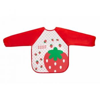 Bocioland - Baveta impermeabila, Cu maneci lungi, 40x35 cm, Strawberry