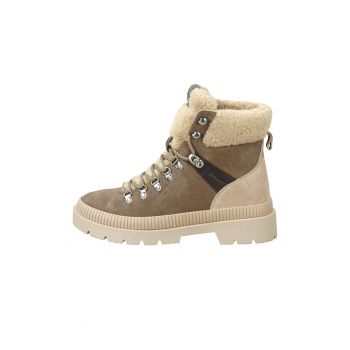 Ghete de piele intoarsa cu insertii de blana shearling sintetica