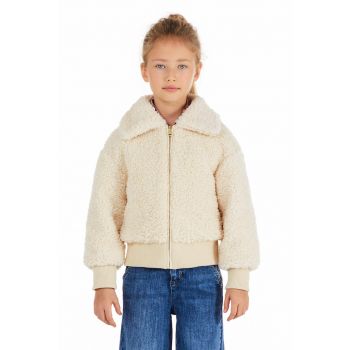 Jacheta cu fermoar din blana shearling sintetica