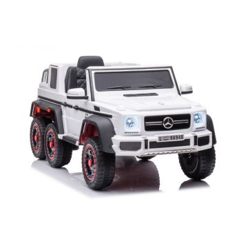 Masinuta electrica pentru copii, Mercedes G63 alb, cu telecomanda, 6 motoare, 9813