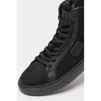 Pantofi sport high-top de piele si piele intoarsa