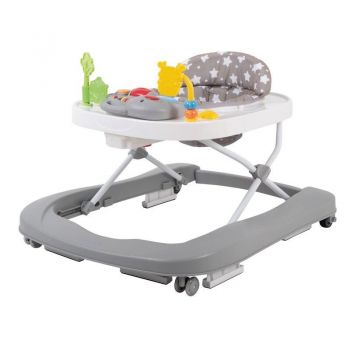 Premergator copii, Walker, Cu muzica si lumini, Cu roti, ZOO Grey