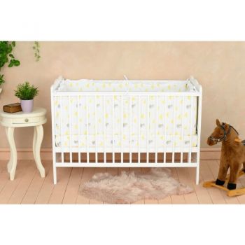 Qmini - Patut lemn Julia 120x60 cm, multifunctional, Alb + Saltea 12 cm