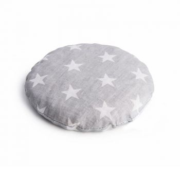 Qmini - Pernuta anticolici umpluta cu samburi de cirese, Cu husa bumbac, Diametru 14 cm, Grey Stars