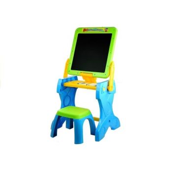 Tabla multifunctionala de scris pentru copii, 2 in 1, cu scaunel si accesorii, LeanToys, 3292