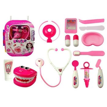 Trusa medicala pentru fetite, valiza roz, micul doctor, LeanToys, 5098