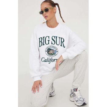 Abercrombie & Fitch bluza femei, culoarea alb, cu imprimeu