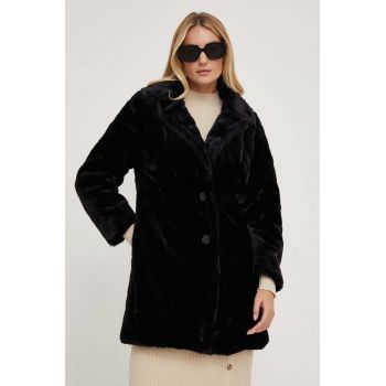 Answear Lab palton femei, culoarea negru, de tranzitie