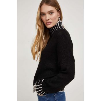 Answear Lab pulover de lana culoarea negru, cu turtleneck