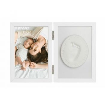 Baby HandPrint - Kit rama foto 10x15 cm, Cu amprenta, Tiny Memories, Alb