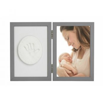 Baby HandPrint - Kit rama foto 10x15 cm, Cu amprenta, Tiny Memories, Gri