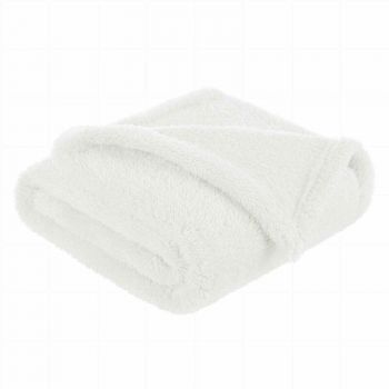 Bocioland - Paturica pufoasa pentru copii, Din fleece, mare 80 x 100 cm, Ecru