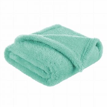 Bocioland - Paturica pufoasa pentru copii, Din fleece, mare 80 x 100 cm, Mint