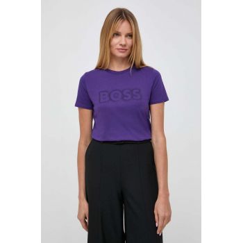 Boss Orange tricou din bumbac BOSS ORANGE culoarea violet