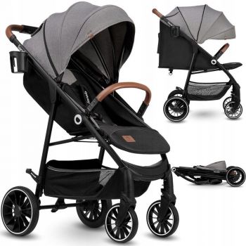 Carucior sport Alexia, 6 luni+, geanta parinti, Amortizoare, Suport pahar, Saculet de picioare, Cadru Aluminiu, 0- 15 kg, Gri