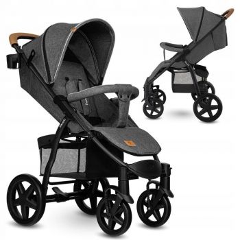 Carucior sport De la nastere, Cu capotina impermeabila, Cu maner reglabil, Suport biberon, Saculet pentru picioare, Gri