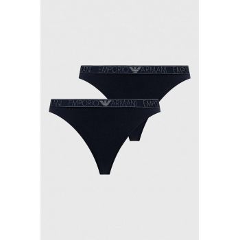 Emporio Armani Underwear tanga 2-pack culoarea albastru marin ieftini