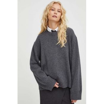 Herskind pulover de lana femei, culoarea gri de firma original
