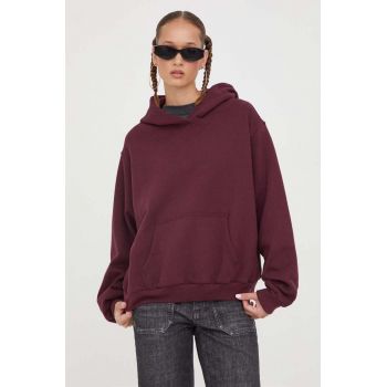 Hollister Co. bluza femei, culoarea bordo, cu glugă, neted