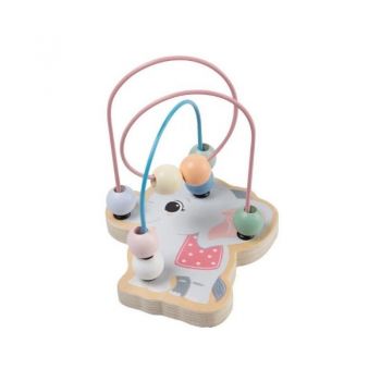 Joueco - Jucarie pentru motricitate Elefant, lemn certificat FSC, 12x15 cm, 12 luni+, Multicolor