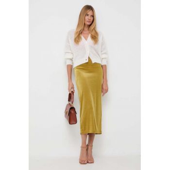 Max Mara Leisure fusta culoarea verde, midi, drept