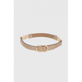 MICHAEL Michael Kors curea de piele femei, culoarea bej de firma originala