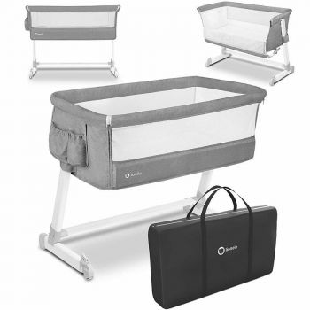 Patut co-sleeper Theo 2 in 1, Cu setare unghiulara, Reglabil in 5 pozitii pe inaltime, Grey