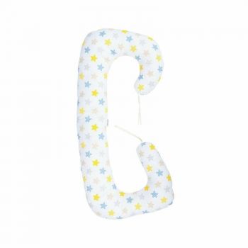 Perna 3 in 1 pentru gravide si bebelusi Soft, Cu husa bumbac, Stelute multicolore
