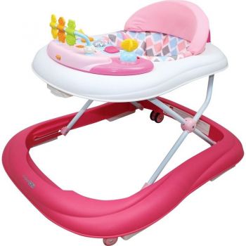 Premergator copii, Walker, Cu muzica si lumini, Cu roti, ABC Pink