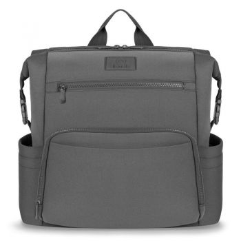 Rucsac impermeabil pentru mamici Cube, Cu 12 compartimente si salteluta de schimbat, prindere carucior, Gri