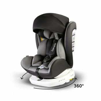 Scaun auto Bastiaan Pozitie somn, Rotire 360 grade, 0-36 Kg, Cu Isofix si Centura  Gri