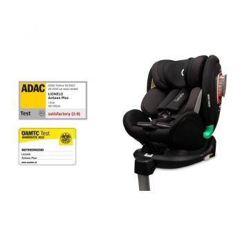 Scaun auto I-size Antoon Plus, Pozitie somn, Protectie laterala, Rotire 360 grade, 0-18 kg, Cu Isofix, Negru