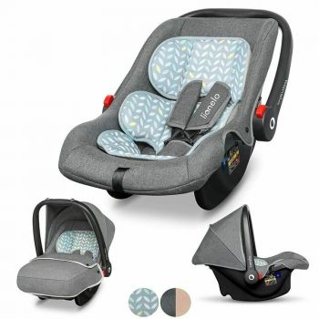 Scaun auto Noa Plus Scandi, 0-13 Kg, Cu maner reglabil, Cu husa de picioare, Cu capotina, salteluta doua fete, Gri