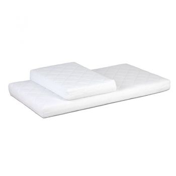 Set saltele pentru copii YappyGrow 190x70x11 cm (140x70x11 cm + 50x70x11 cm ) fibra de cocos, Husa detasabila ,Bumbac, Alb
