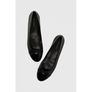 Tory Burch balerini de piele CAP-TOE BALLET culoarea negru, 154511-004 de firma originali