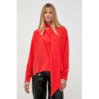 Victoria Beckham bluza de matase culoarea rosu, neted