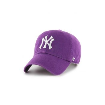 47brand șapcă de baseball din bumbac MLB New York Yankees culoarea violet, cu imprimeu de firma originala