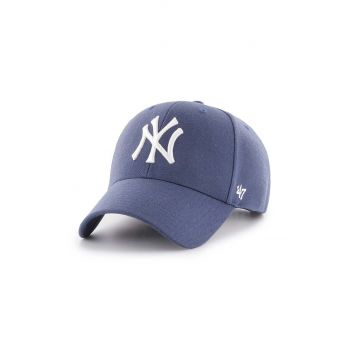 47brand șapcă din amestec de lână MLB New York Yankees culoarea violet, cu imprimeu ieftina