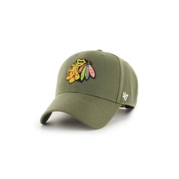 47brand șapcă din amestec de lână NHL Chicago Blackhawks culoarea verde, cu imprimeu