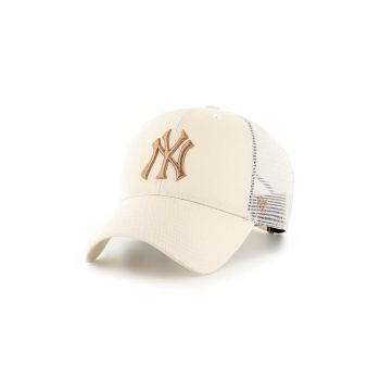 47brand șapcă MLB New York Yankees culoarea bej, cu imprimeu B-BRANS17CTP-NTE