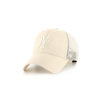 47brand șapcă MLB New York Yankees culoarea bej, cu imprimeu  B-BRANS17CTP-NT