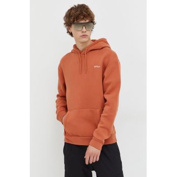Hollister Co. bluza barbati, culoarea portocaliu, cu glugă, neted