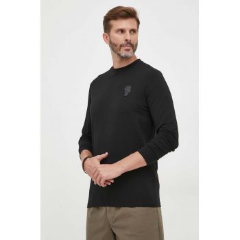 Karl Lagerfeld longsleeve barbati, culoarea negru, cu imprimeu