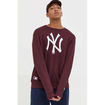 New Era bluza barbati, culoarea bordo, cu imprimeu, NEW YORK YANKEES ieftin