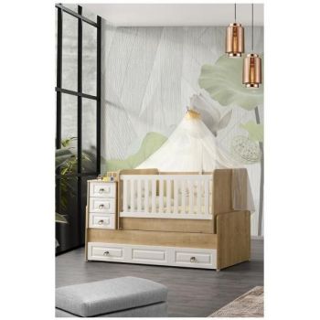 Patut transformabil MyKids Esla Natur Alb 180x80