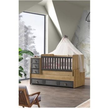 Patut transformabil MyKids Ikon Natur Gri-Inchis 180x80