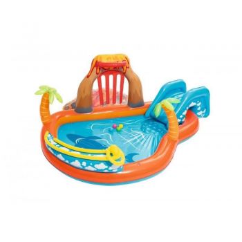 Piscina gonflabila pentru copii, de joaca, cu tobogan, 265x265x104 cm, Bestway Lawa