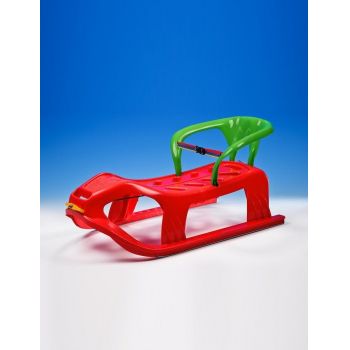 Sanie cu spatar pentru copii, Marmat Snow Star, rosu, 90 x 46 x 45 cm